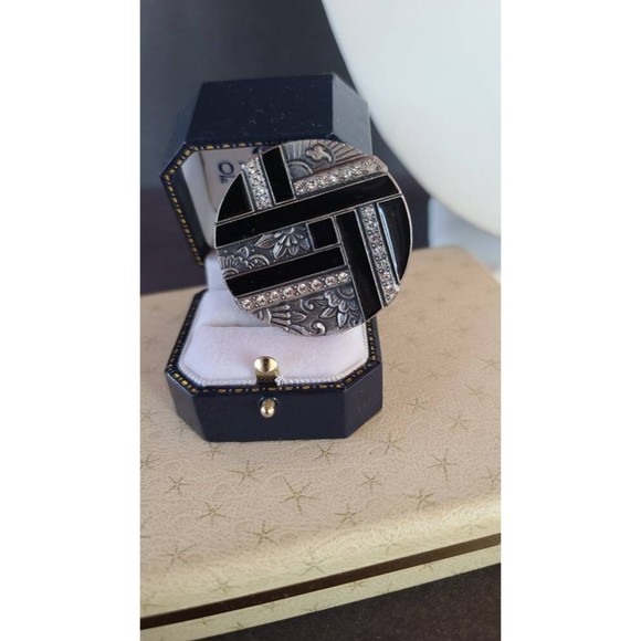 Duri Art Deco Rhinestone and Enamel Brooch - Picture 7 of 10